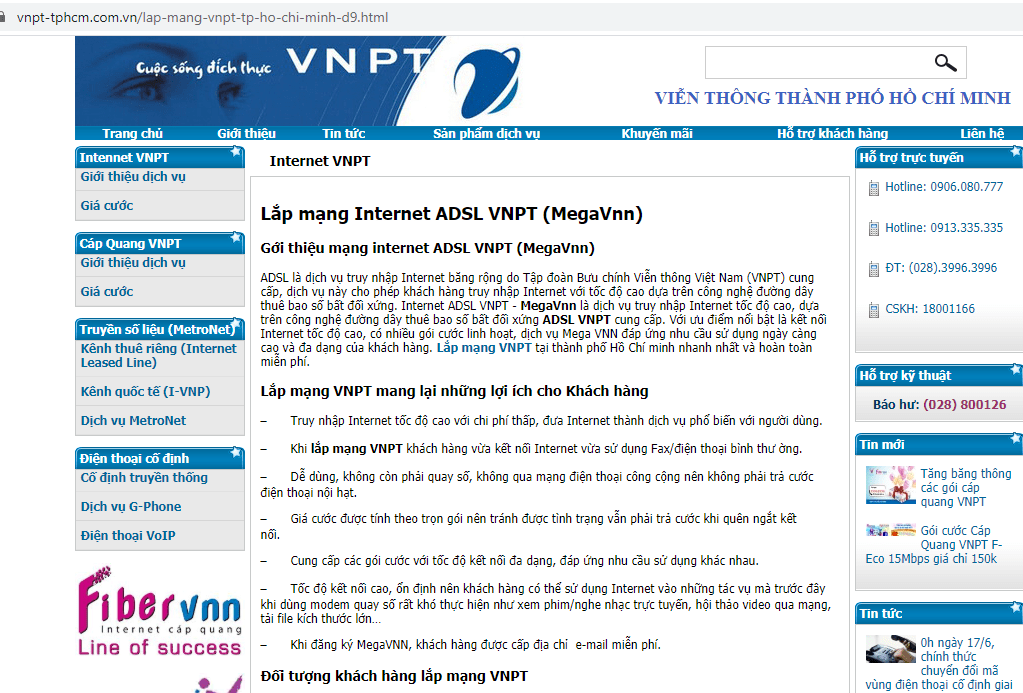 dịch vụ lắp mạng VNPT Sài Gòn